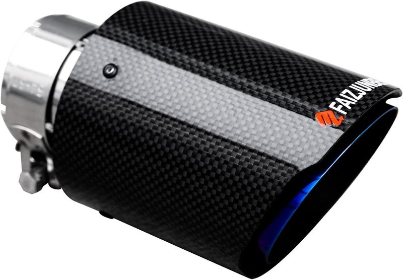 FAIZJUNBEN Roasted Blue Carbon Fiber Car Exhaust Tip 2.1 inch Inlet 3.5 Inch Outlet Exhaust Muffler Tip Carbon Fiber Exhaust Pipe for 2-2.1 Inch Exhaust Pipe - Image 1